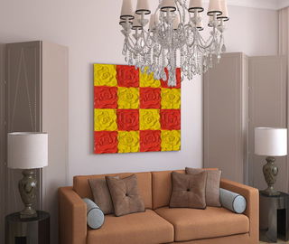Wand-rote/gelbe Rose PUs 3D dekorative 600mm * 600mm