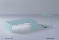 Einfaches Rechteck-Glascouchtisch, Weiß verbog Glasbeistelltisch-Möbel